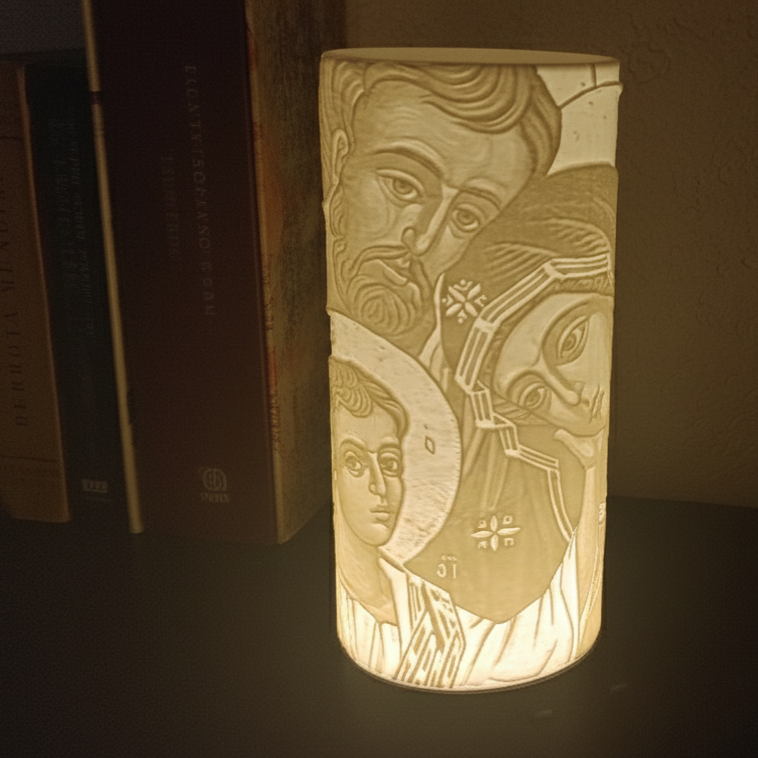 Lámpara Litofanía: La Sagrada Familia - Luz de Fe y Hogar