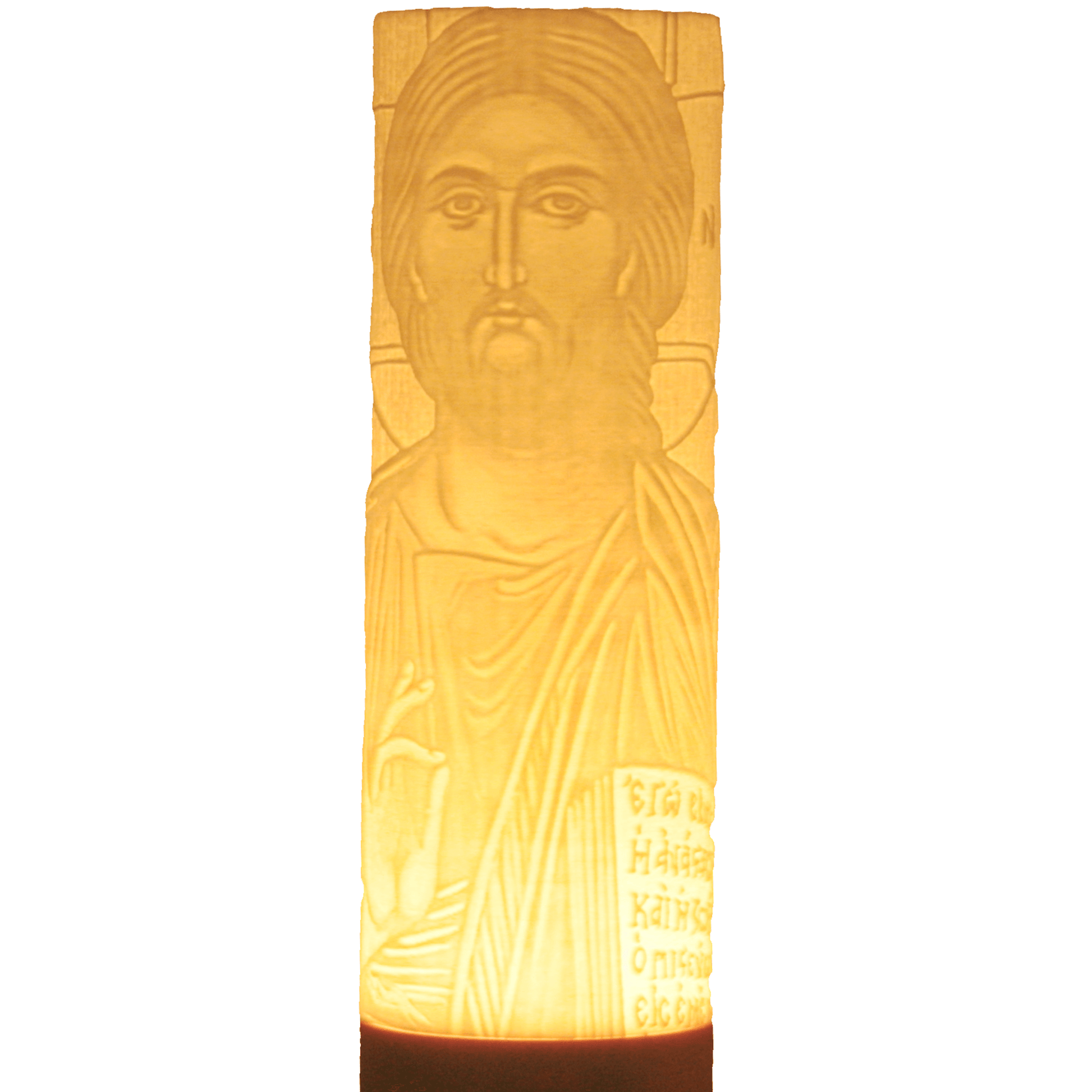 Variación del detalle frontal de lámpara litofanía iluminada en 3D del ícono Pantocrator