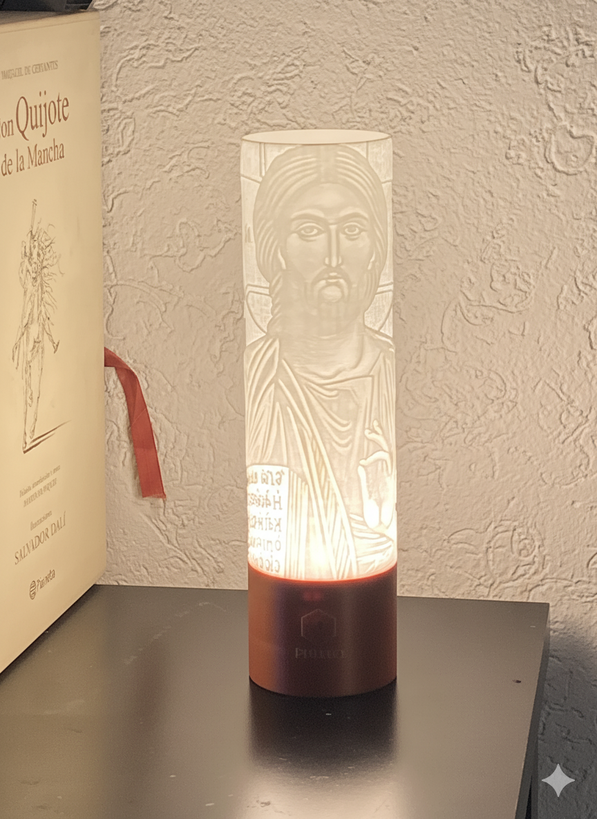 Lámpara Litofanía: Cristo Pantocrátor - La Luz del Soberano y Salvador