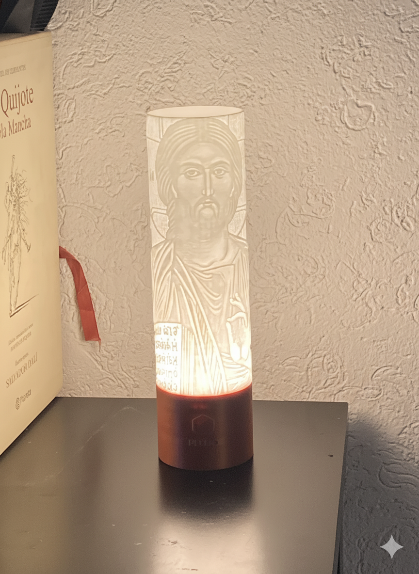 Lámpara Litofanía: Cristo Pantocrátor - La Luz del Soberano y Salvador