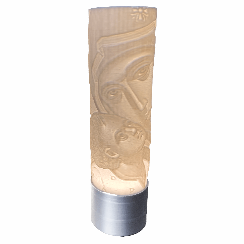 Lampara grabado en 3D con imagen de la Virgen y el Niño, litofanía en 3D PFBMX