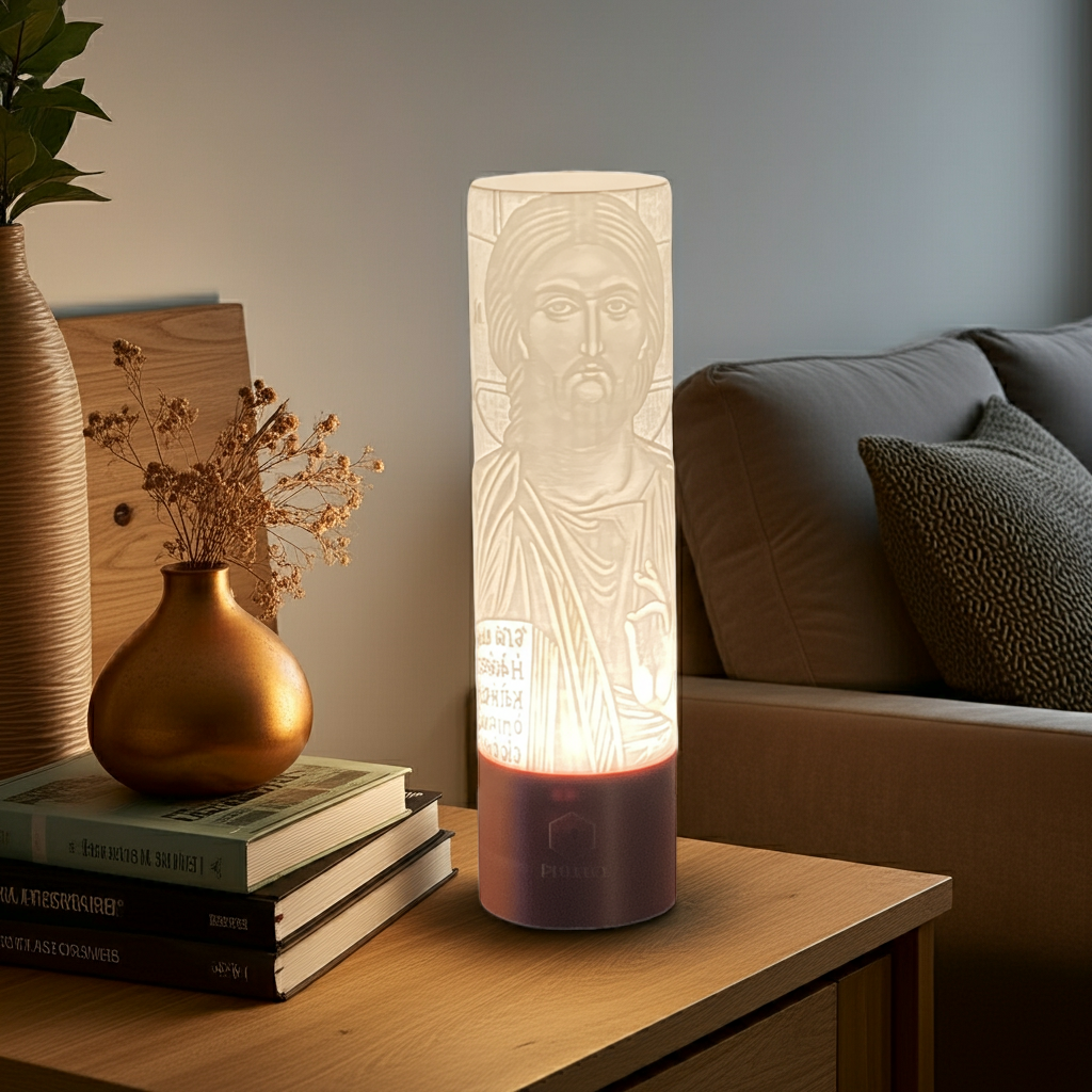 Lámpara Litofanía: Cristo Pantocrátor - La Luz del Soberano y Salvador