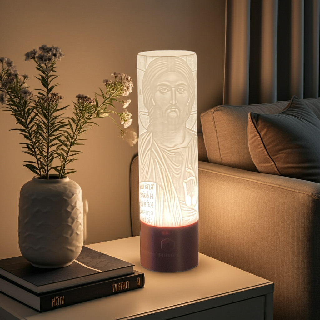 Lámpara Litofanía: Cristo Pantocrátor - La Luz del Soberano y Salvador